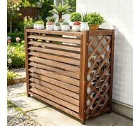 En Bois Carbonisation Cache clim, Dissipation thermique cache clim, Housse protection for unité extérieure, Clôture D'écran Confidentialité, décoratif support for plantes d'extérieur.(95 * 40 * 89cm)