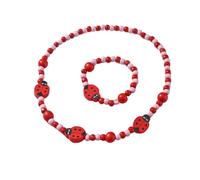 en Bois Coloré Enfants Ensemble de Bijoux,Princesse Collier Bracelets Set Coccinelle Perles Collier et Bracelet Cadeau pour Les Filles Fête d'anniversaire Habillage Accessoire