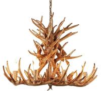 en Bois de cerf en résine, Lampe Vintage de Pays américain E12, Lampe décorative Blanc Chaud pour Restaurants, magasins de vêtements, Salons, cafés (9 lumières Bois + 9 Bois)
