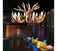 En Bois de Cerf Rustique, Style, En Résine, Avec Chaîne./6 Lumières/A