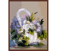 [ en bois encadré ou non ] [ Nouvelle Libération ] Peinture à l'huile bricolage by Numbers, Peinture au Numéro Kits - Blanc belle fleur 16 * 20 pouces - Numérique Peinture à l'huile Toile Mur Art Création Paysage Peintures pour Accueil Vie Pièce Bureau Picture Décor Décorations Cadeaux - Bricolage Peindre par Nombres Bricolage Toile Trousse pour Adultes Avancé Enfants Seniors Junior - Nouveau Arrivee