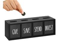en bois pour - Organisateur de pièces de monnaie à 4 compartiments | Mini éducative avec sections pour économiser des dépenses d'investissement pour adolescents