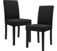 [en.casa] 2 chaises rembourrées (noir - mat) (Haute qualité) avec pieds en bois massif / recouvert de similicuir / élégantes /