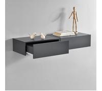 [en.casa]® 2 étagères murales pour chambre à coucher avec 2 tiroirs - gris foncé - 46x30x15cm