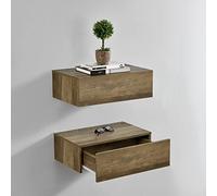 [en.casa] 2 Étagères Murales pour Chambre avec 2 Tiroirs Panneau de Particules 46 x 30 x 15cm Effet Bois