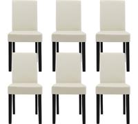 [en.casa] Lot de 6 Chaises Rembourrées de Salle à Manger Siège Confortable Résistant Design Moderne pour Cuisine Salon Bureau Pieds en Bois Massif Revêtement Similicuir Crème 89 x 43 x 54 cm