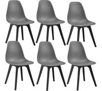 [en.casa] 6x Chaise design 83 x 54 x 48cm Gris & Noir Salle à manger Chaise plastique style scandinave avec protection de sol