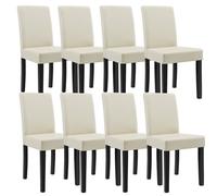 en.casa 8 chaises rembourrées (crème - ivoire) (de qualité supérieure) avec pieds en bois massif - housse en cuir synthétique -