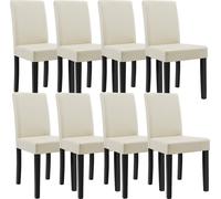 [en.casa] 8 chaises rembourrées (crème - ivoire) (Haute qualité) avec pieds en bois massif / recouvert de similicuir / élégantes /