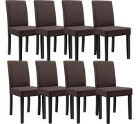 [en.casa] 8 chaises rembourrées dans un paquet économique (brun - mat)(Haute qualité) avec pieds en bois massif / revêtement en similicuir / élégant /