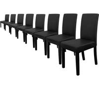 [en.casa] 8 chaises rembourrées dans un paquet économique (noir - mat)(Haute qualité) avec pieds en bois massif / revêtement en similicuir / élégant /