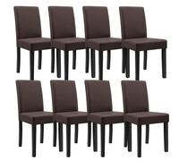 en.casa 8 chaises rembourrées en pack économique (marron - mat)(de qualité supérieure) avec pieds en bois massif - housse en cuir...