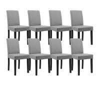 en.casa 8 chaises rembourrées (gris clair) (de qualité supérieure) avec pieds en bois massif - housse en cuir synthétique -