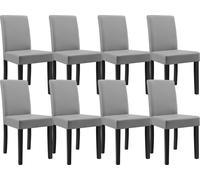 [en.casa] 8 chaises rembourrées (gris clair) (Haute qualité) avec pieds en bois massif / recouvert de similicuir / élégantes /