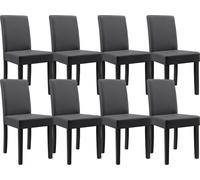 [en.casa] 8 chaises rembourrées (gris foncé) (Haute qualité) avec pieds en bois massif / recouvert de similicuir / élégantes /
