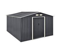 Abri de Jardin 15 m³ Robuste Cabane de Stockage Extérieur Cabane à Outils Toit à Pignon Tôles en Acier Galvanisées Gris Foncé [en.casa]