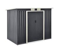 [en.casa] Abri de Jardin 4 m³ Robuste Cabane de Stockage Extérieur Cabane à Outils Toit en Appentis Tôles en Acier Galvanisées Gris Foncé