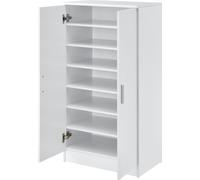 [en.casa] Armoire à chaussures 108x55x35cm Blanc Étagère à chaussures Armoire Rangement pour chaussures Commode Peut contenir jusqu'à 14 paires de chaussures Gain de place