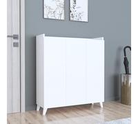 [en.casa] Armoire Basse avec 3 Portes Meuble de Rangement Polyvalente avec 8 Étagères Commode Meuble à Chaussures Bibliothèque Placard 104 x 90 x 30 cm Blanc