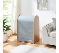 [en.casa] Armoire Basse avec Porte à Rideau Déroulant Petit Meuble de Rangement Pratique Stable Design Élégant Peu Encombrant pour Salon Chambre d'Enfant Bureau MDF Bambou 80 x 60 x 40 cm Gris Naturel