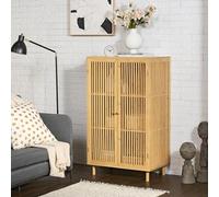 [en.casa] Armoire Basse Meuble de Rangement Crédence Vaisselier Commode Bibliothèque Buffet pour Salon Chambre Cuisine Bambou 110 x 66 x 40 cm Naturel