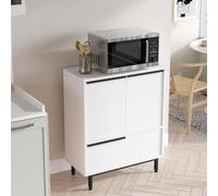 [en.casa] Armoire d'Appoint Placard Commode Buffet Meuble de Rangement Design Intemporel pour Salon Cuisine Salle à Manger Panneau de Particules Métal 91 x 75 x 36 cm Blanc Noir