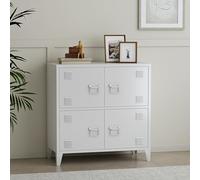 [en.casa] Armoire de Bureau Métallique à 4 Portes Casier de Bureau Meuble de Rangement avec Étagères pour Salon Chambre Atelier Acier 82 x 80 x 40 cm Blanc