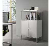 [en.casa] Armoire de Bureau Métallique Classeur Élégant Salon Casier de Bureau avec Portes et Étagères Acier 110 x 70 x 40 cm Gris Clair