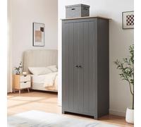 [en.casa] Armoire de Chambre avec 2 Portes Barre de Penderie 2 Étagères Meuble de Rangement pour Vêtements Chambre Panneau de Particules 175 x 80 x 52 cm Gris Effet Chêne