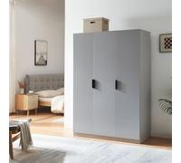 [en.casa] Armoire de Chambre avec Barre de Penderie Pratique et 4 Étagères Portant de Vêtements Style Moderne Meuble de Rangement 3 Portes pour Dressing Chambre MDF 176 x 120 x 52 cm Gris