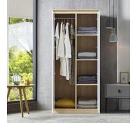 [en.casa] Armoire de Chambre Garde-Robe Moderne Meuble de Rangement avec Barre de Penderie et 4 Étagères Placard pour Dressing MDF 176 x 80 x 52 cm Effet Chêne Blanc