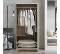[en.casa] Armoire de Chambre Penderie Moderne Garde-Robe avec Étagère Meuble de Rangement pour Chambre Dressing MDF 176 x 80 x 52 cm Effet Chêne Sonoma
