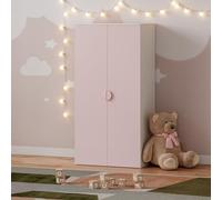 [en.casa] Armoire de Chambre pour Enfants Meuble de Rangement à 2 Portes Penderie pour Vêtements Stable Pratique Élégant Chambre d'enfant MDF Panneau de Particules 123 x 60 x 40 cm Blanc Rose