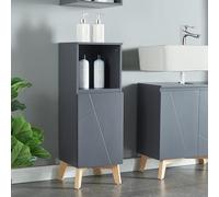 [en.casa] Armoire de Salle de Bain Meuble de Rangement pour Cuisine Entrée Colonne avec Étagères MDF Panneau de Particules Bois de Pin 86 x 30 x 30 cm Gris Effet Bois