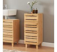 [en.casa] Armoire de Salle de Bain Meuble de Rangement sur Pied avec Étagère Tiroir et Porte Fermeture Magnétique pour Cuisine Entrée Toilette Stable Élégant Bambou 77 x 33 x 30 cm Naturel