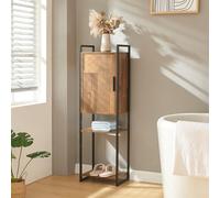 [en.casa] Armoire de Salle de Bain Style Industriel Meuble de Rangement avec Porte et Étagères pour Salon Chambre Panneau de Particules Métal 115 x 35 x 25 cm Effet Noyer Noir