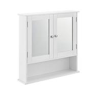 [en.casa] Armoire de Salle de Bain Vintage avec Miroir Meuble de Salle de Bain avec Porte 3 Surface de Stockage MDF laqué 58 x 56 x 13 cm Blanc