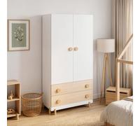 [en.casa] Armoire Enfant Vaarentaa 2 tiroirs 156 x 80 x 41 cm Effet Chêne