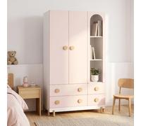 [en.casa] Armoire Enfant Vaarentaa 4 Tiroirs 156 x 90 x 41 cm Blanc Rose