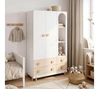 [en.casa] Armoire Enfant Vaarentaa 4 Tiroirs 156 x 90 x 41 cm Effet Chêne