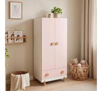 [en.casa] Armoire Enfant Vaarentaa avec Tiroir 126 x 60 x 41 cm Blanc Rose