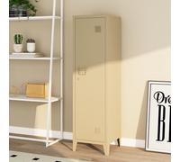 [en.casa] Armoire Métallique à Casiers Vestiaire 3 Compartiments Meuble de Rangement Vérouillable avec Fentes d'Aération Stable pour Chambre Entrée Bureau Acier 137 x 38 x 38 cm Camel