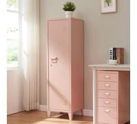 [en.casa] Armoire Métallique à Casiers Vestiaire 3 Compartiments Meuble de Rangement Vérouillable avec Fentes d'Aération Stable pour Chambre Entrée Bureau Acier 137 x 38 x 38 cm Beige Pêche