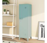 [en.casa] Armoire Métallique à Casiers Vestiaire 3 Compartiments Meuble de Rangement Vérouillable avec Fentes d'Aération Stable pour Chambre Entrée Bureau Acier 137 x 38 x 38 cm Bleu Gris