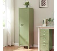 [en.casa] Armoire Métallique à Casiers Vestiaire 3 Compartiments Meuble de Rangement Vérouillable avec Fentes d'Aération Stable pour Chambre Entrée Bureau Acier 137 x 38 x 38 cm Vert Olive