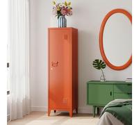 [en.casa] Armoire Métallique à Casiers Vestiaire 3 Compartiments Meuble de Rangement Vérouillable avec Fentes d'Aération Stable pour Chambre Entrée Bureau Acier 137 x 38 x 38 cm Rouge Brique