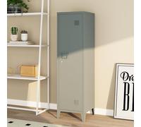 [en.casa] Armoire Métallique à Casiers Vestiaire 3 Compartiments Meuble de Rangement Vérouillable avec Fentes d'Aération Stable pour Chambre Entrée Bureau Acier 137 x 38 x 38 cm Gris Foncé