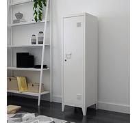 [en.casa] Armoire Métallique à Casiers Vestiaire 3 Compartiments Meuble de Rangement Vérouillable pour Chambre Entrée Bureau Acier Laminé à Froid 137 x 38 x 38 cm Blanc
