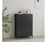 [en.casa] Armoire Métallique de Bureau avec Casier, Portes et Étagères - Meuble de Rangement pour Salon, Chambre, Atelier - Acier 113 x 80 x 40 cm Noir
