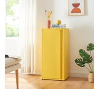[en.casa] Armoire Métallique Meuble de Classement avec 1 Porte et 2 Étagères à Hauteur Réglable Classeur Rangement au Style Industriel pour Bureau Chambre Télétravail Acier 88 x 40 x 35 cm Jaune